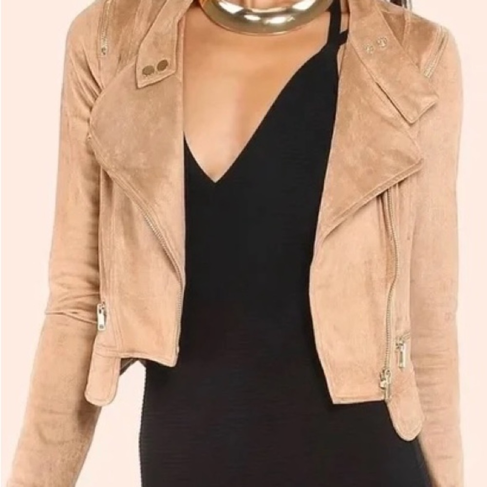 SHEIN Women's Chic Tan Leather Jacket